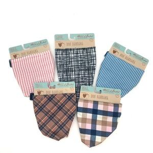 House of Barker Reversible Dog Bandana Plaid, Stripes NEW